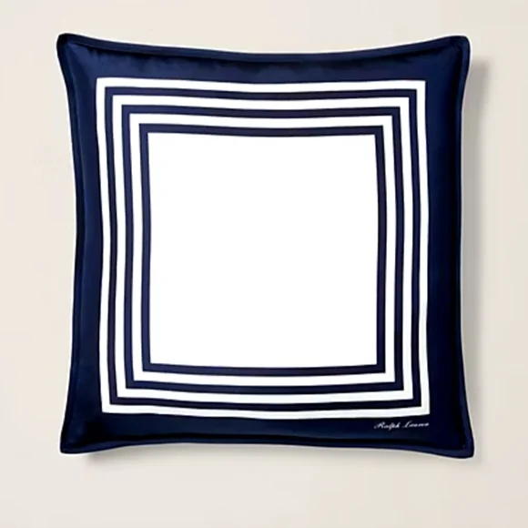 2 NWT Ralph Lauren Deerfield Navy and White Square Throw Pillows - Picture 1 of 8